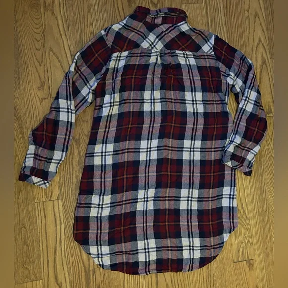 Cloth & Stone Plaid Tunic Shirt Dress Festival Fair Cowgirl Western - Picture 7 of 10